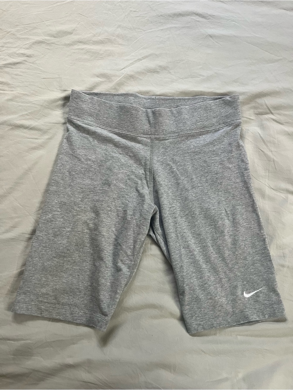 Nike Women’s Light Gray Athletic Bike Shorts with Swoosh
